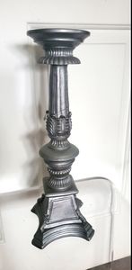 15"h solid wood candle holder